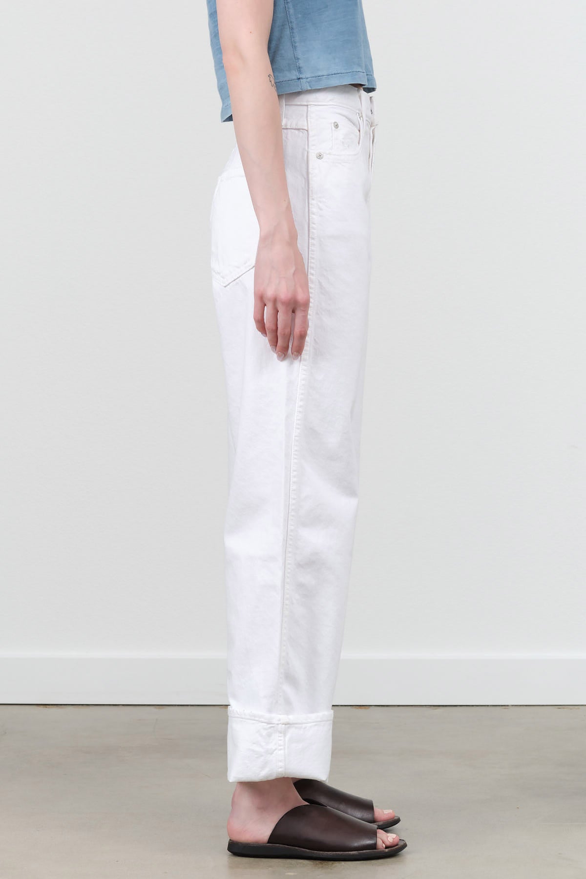 Amo Denim Sonia Cuffed Jean in White Alabaster