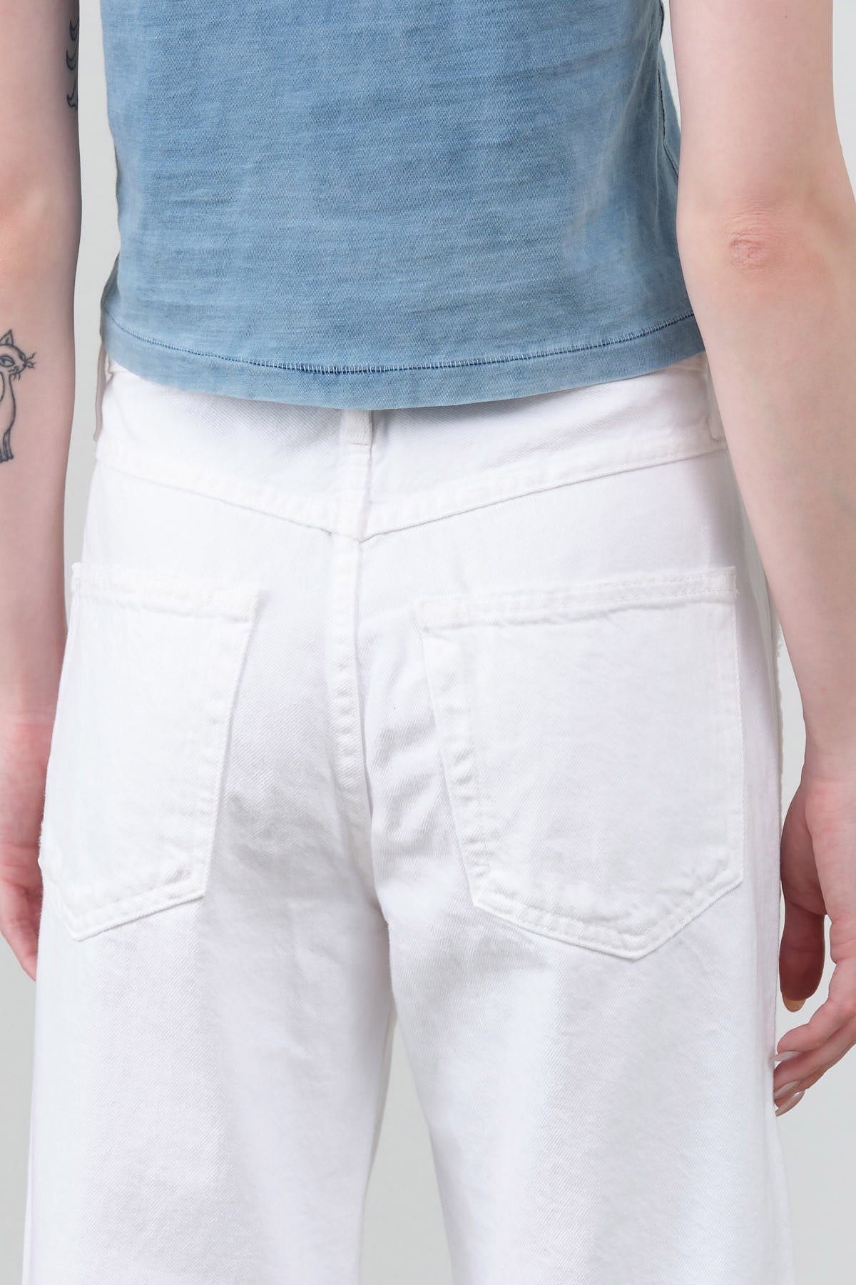 White Alabaster Sonia Cuffed Jean with Pockets and Zipper by Amo Denim 