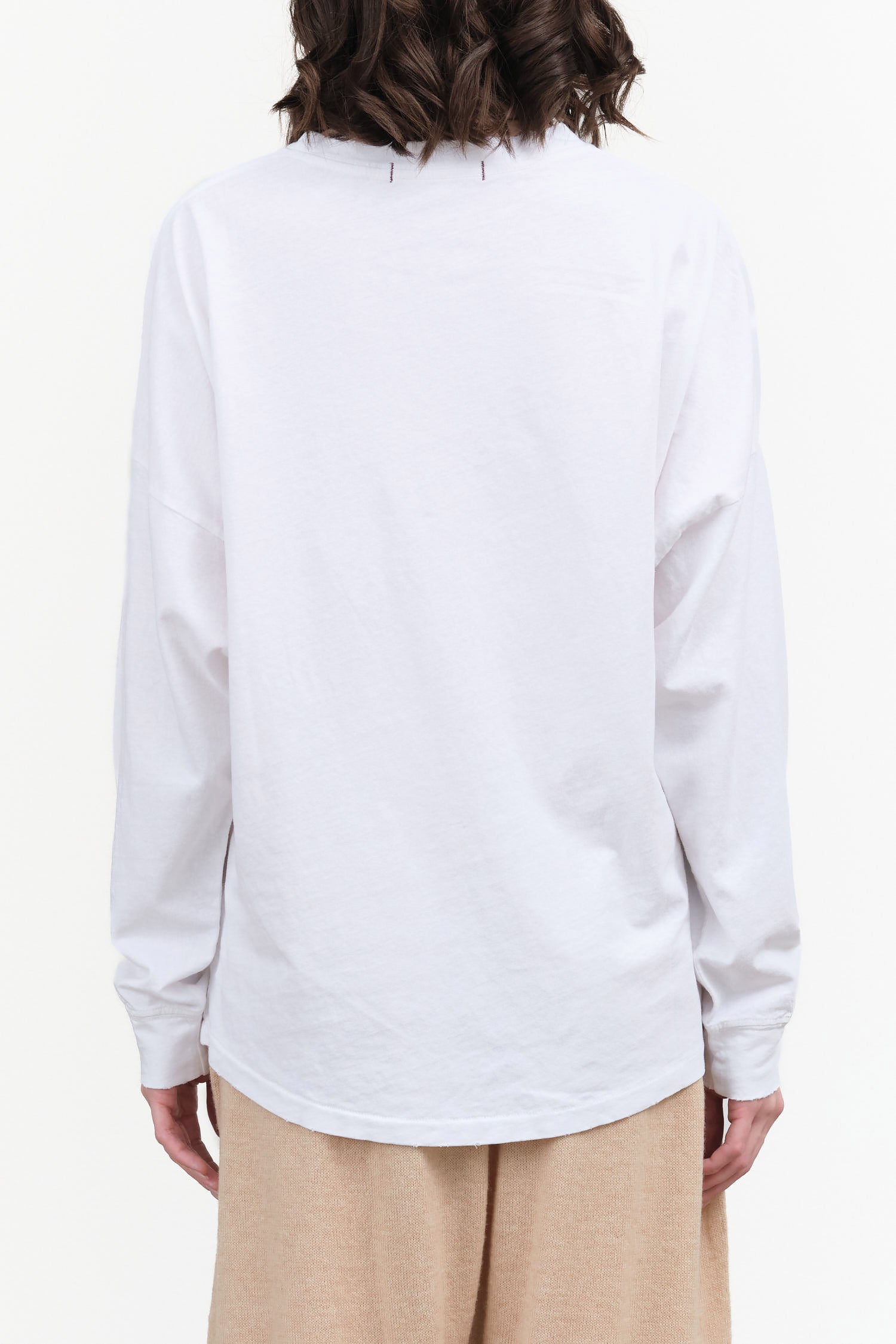 Long Sleeve Soulmate Classic Tee in White with Distressing by Amo Denim Brand 