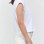 Side view of Sunny Cap Tee in White
