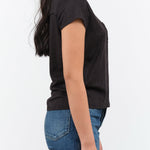 Side view of Sweetness V-Neck Tee in Black