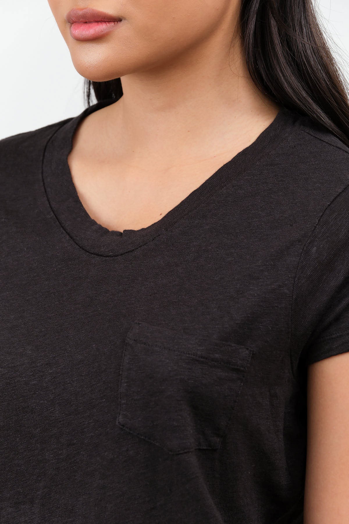 Collar view of Sweetness V-Neck Tee in Black