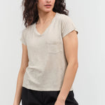 Styled view of Sweetness V-Neck Tee in Pumice