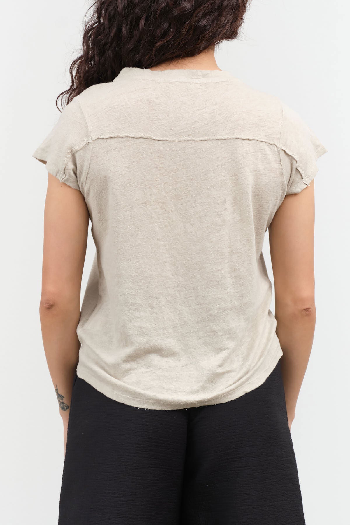 Back view of Sweetness V-Neck Tee in Pumice