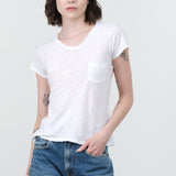 Amo Denim Sweetness V Neck Tee in White