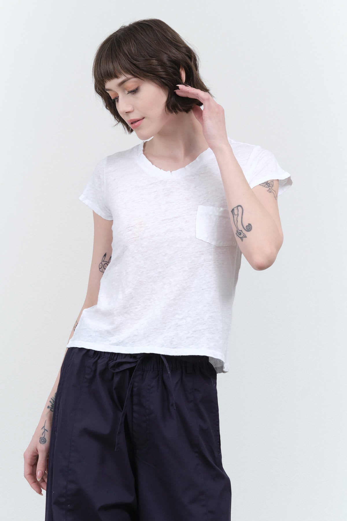 Styled view of Sweetness V-Neck Tee in White