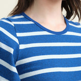 Amo Denim Sylvie Tee Blue and White Stripe Short Flutter Sleeve T Shirt