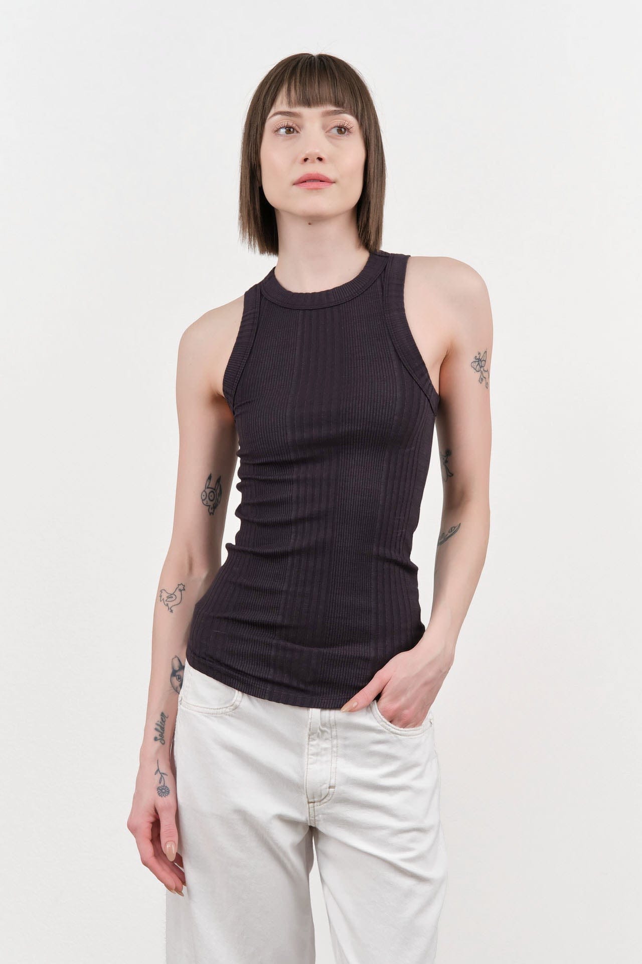 Amo Denim Apparel Womens Tees Vera Tank in Vintage Black