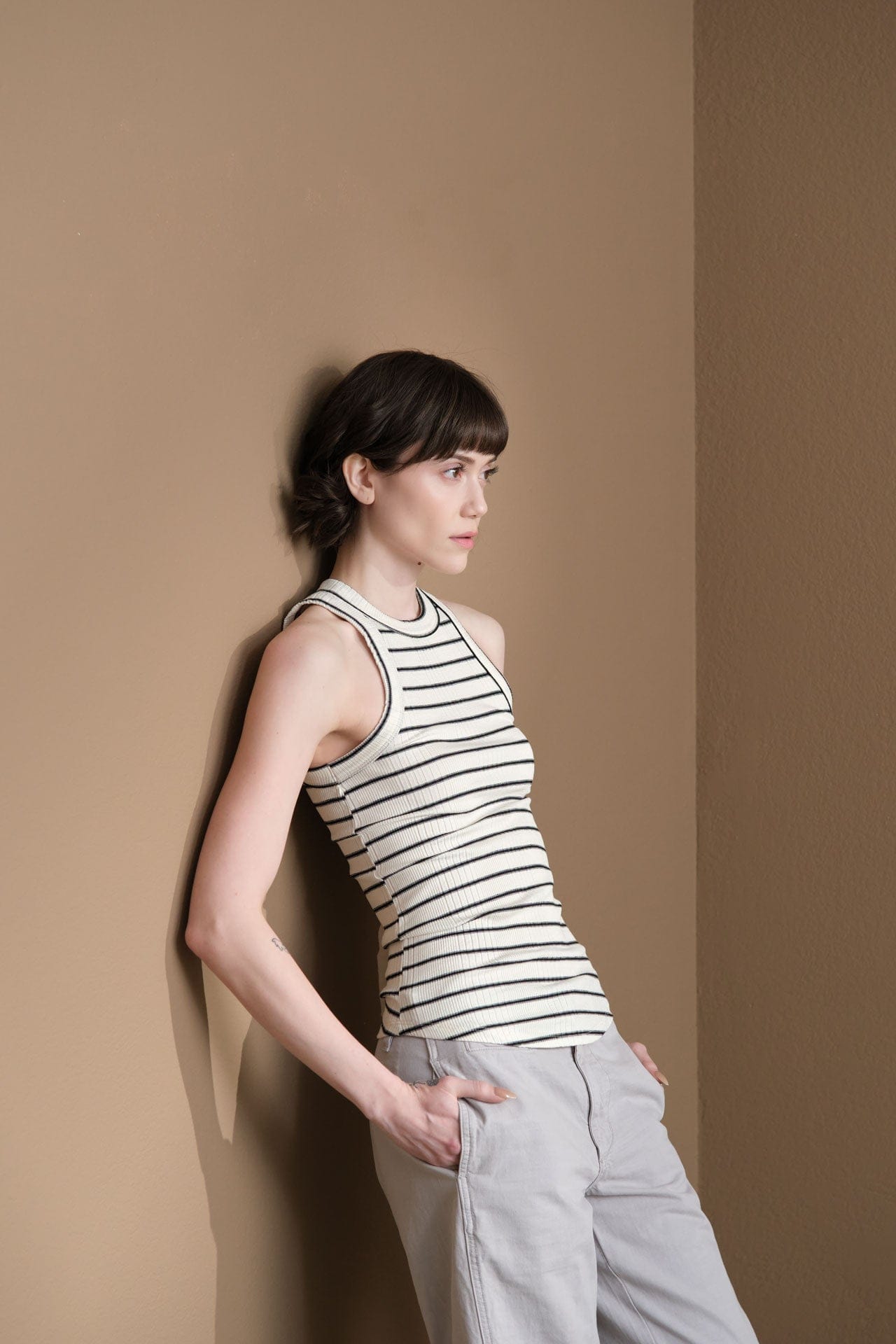 Amo Denim Apparel Womens Tees Vera Tank in Natural/Black