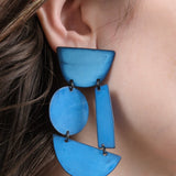 Annie Costello Brown Jewelry Earrings Masha Blue Earrings Blue Patina / 2.5"