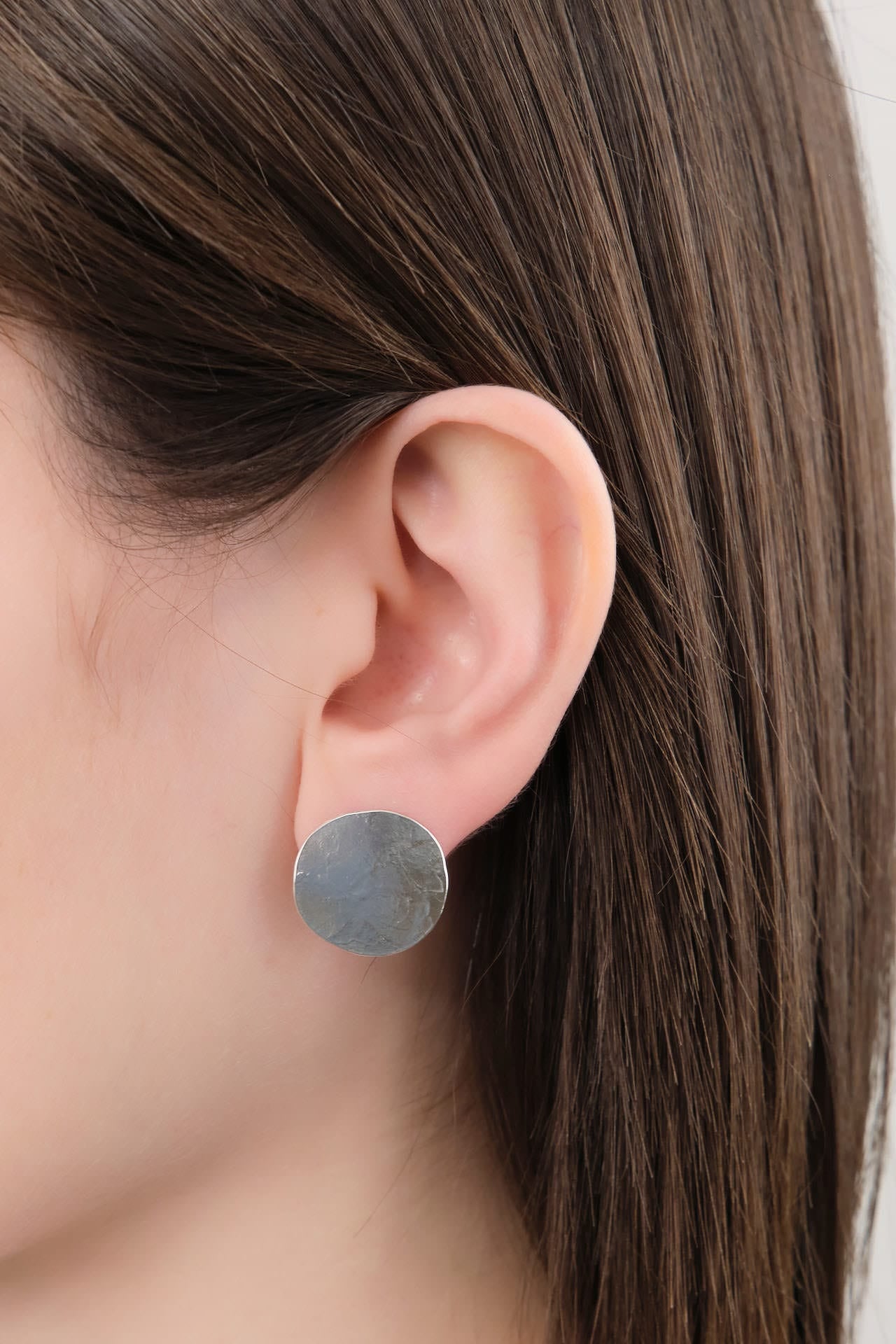 Annie Costello Brown Jewelry Earrings Mini Sun Disc Earrings Sterling Silver / 0.75" Dia