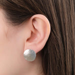Annie Costello Brown Jewelry Earrings Mini Sun Disc Earrings Sterling Silver / 0.75" Dia