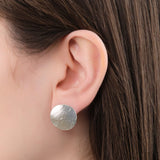 Annie Costello Brown Jewelry Earrings Mini Sun Disc Earrings Sterling Silver / 0.75" Dia