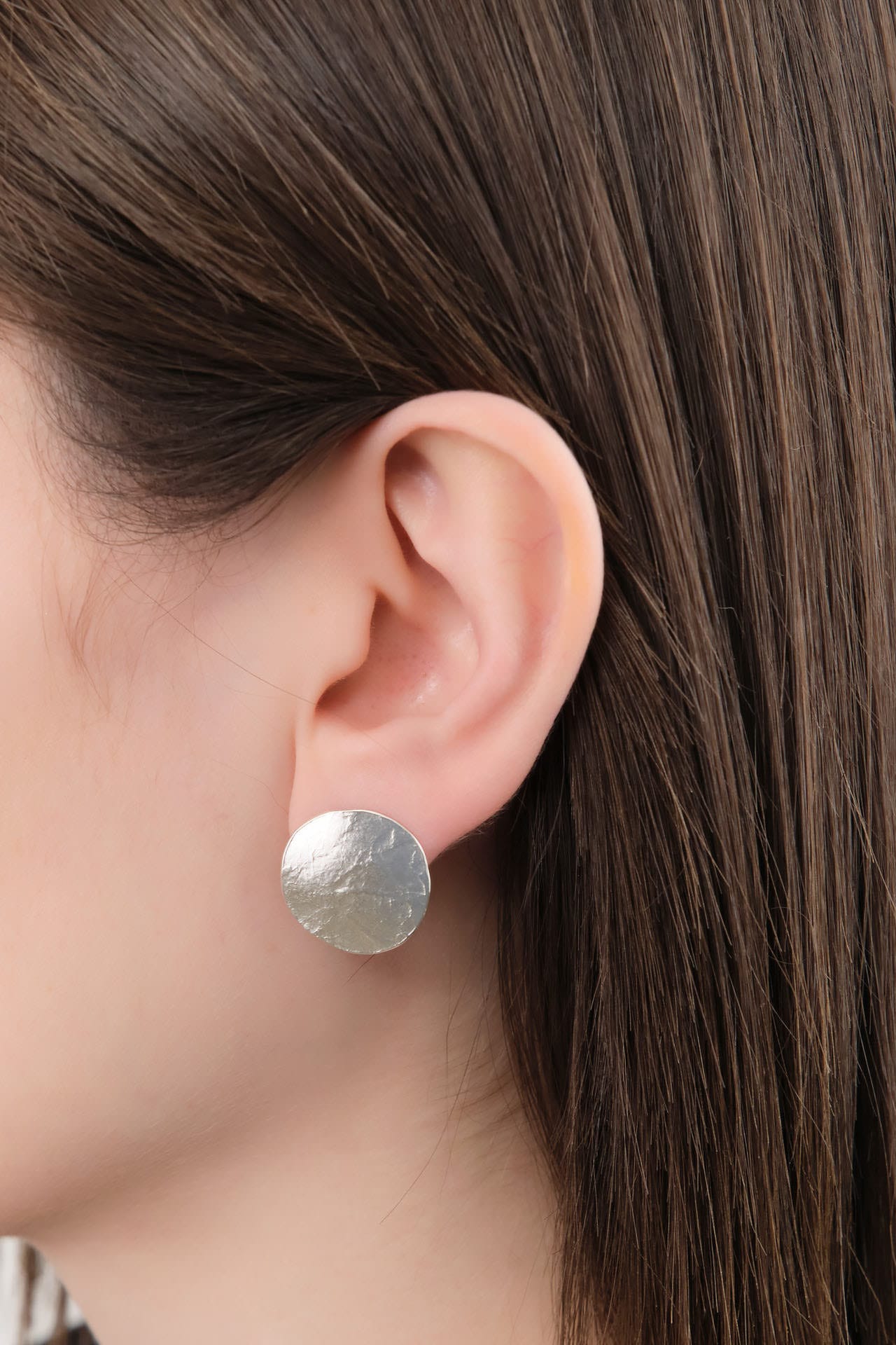 Annie Costello Brown Jewelry Earrings Mini Sun Disc Earrings Sterling Silver / 0.75" Dia