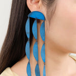 Annie Costello Brown Jewelry Earrings Rain Blue Earrings Blue Patina Brass / 5.75"