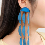 Annie Costello Brown Jewelry Earrings Rain Blue Earrings Blue Patina Brass / 5.75"