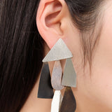 Annie Costello Brown Jewelry Earrings Zola Earrings in Mixed Metal Sterling Silver and Oxidized Brass / 3"