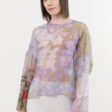 Anntian Apparel Womens Blouses Chiffon Silksweater Print R / One Size