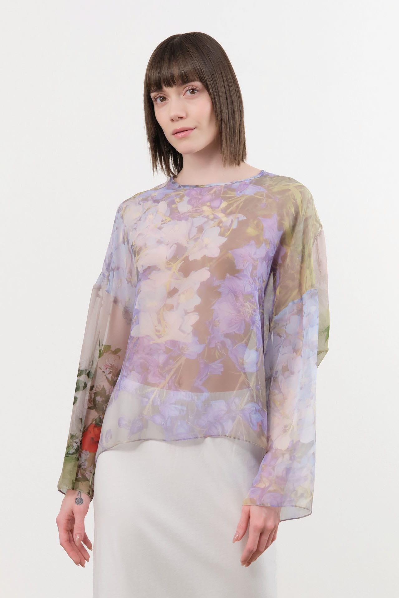 Anntian Apparel Womens Blouses Chiffon Silksweater Print R / One Size