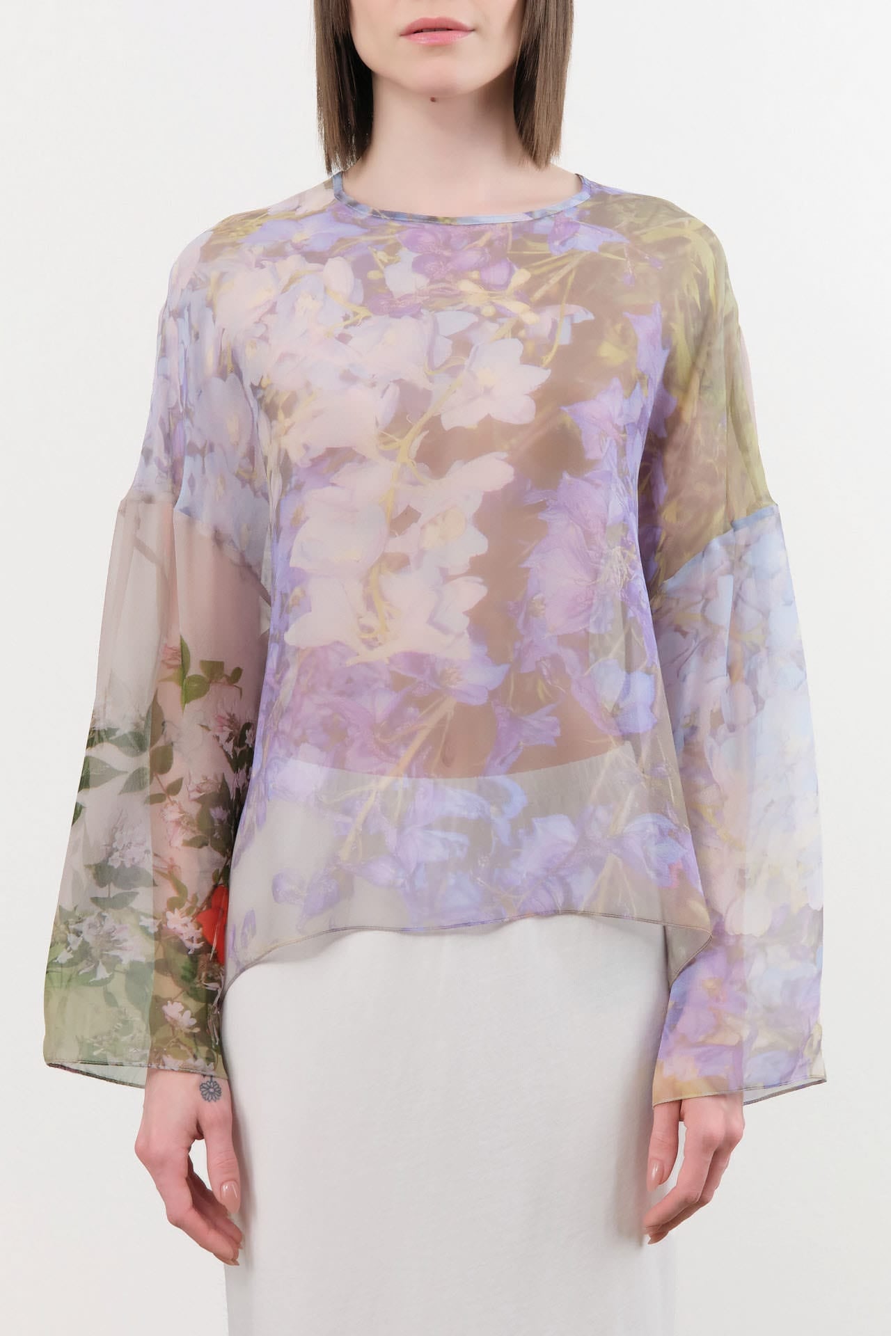 Anntian Apparel Womens Blouses Chiffon Silksweater Print R / One Size
