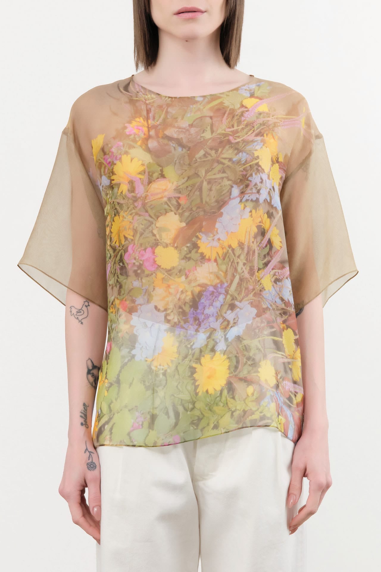 Anntian Apparel Womens Blouses Chiffon T-Shirt Print E / One Size