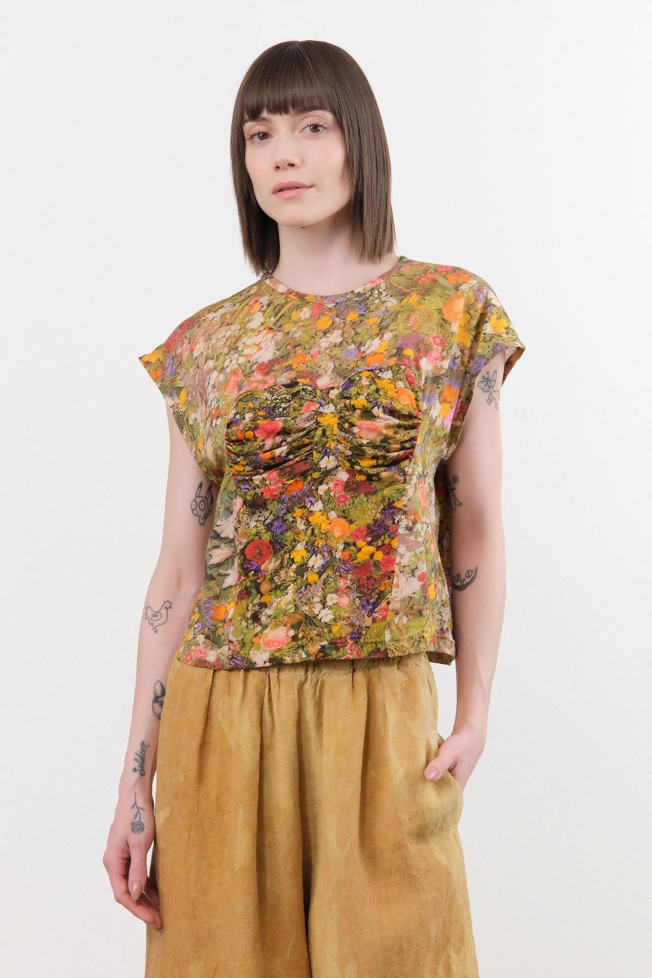 Anntian Apparel Womens Blouses Cotton Linen Top Print D / One Size