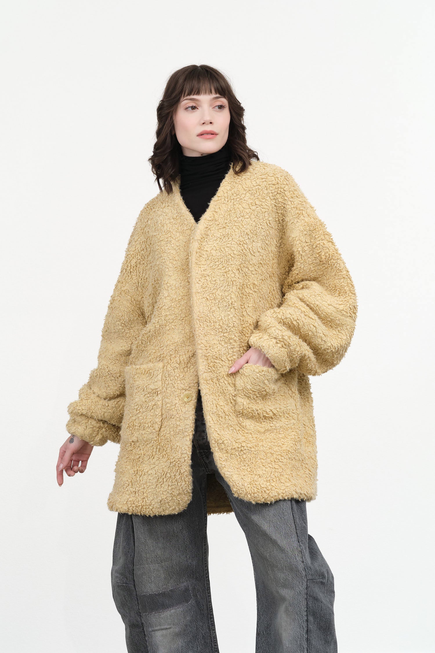 Anntian Pure Long Jacket in Garment Dye Vanilla