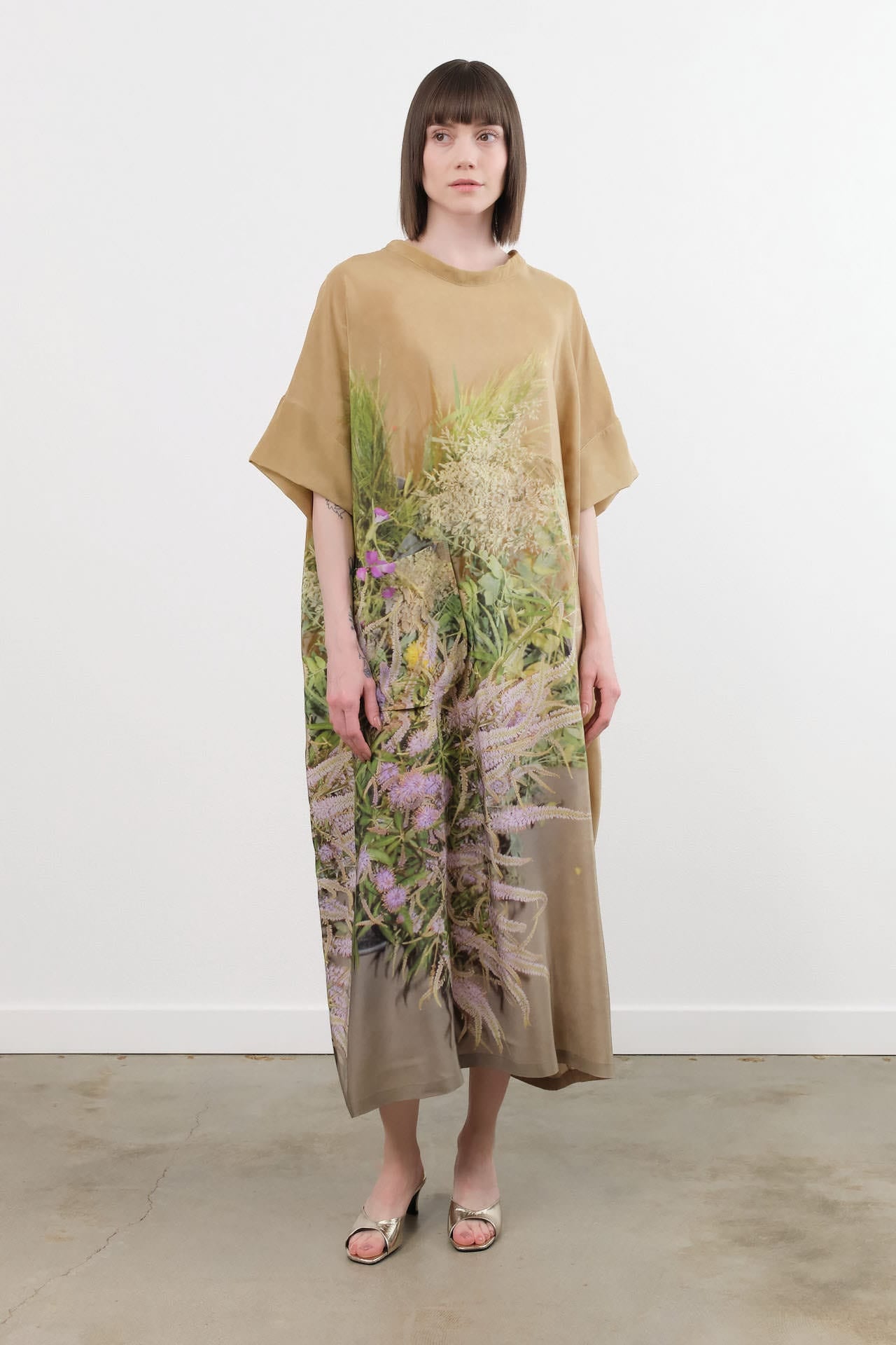 Anntian Apparel Womens Dresses Silk Dress in Print B Print B / One Size