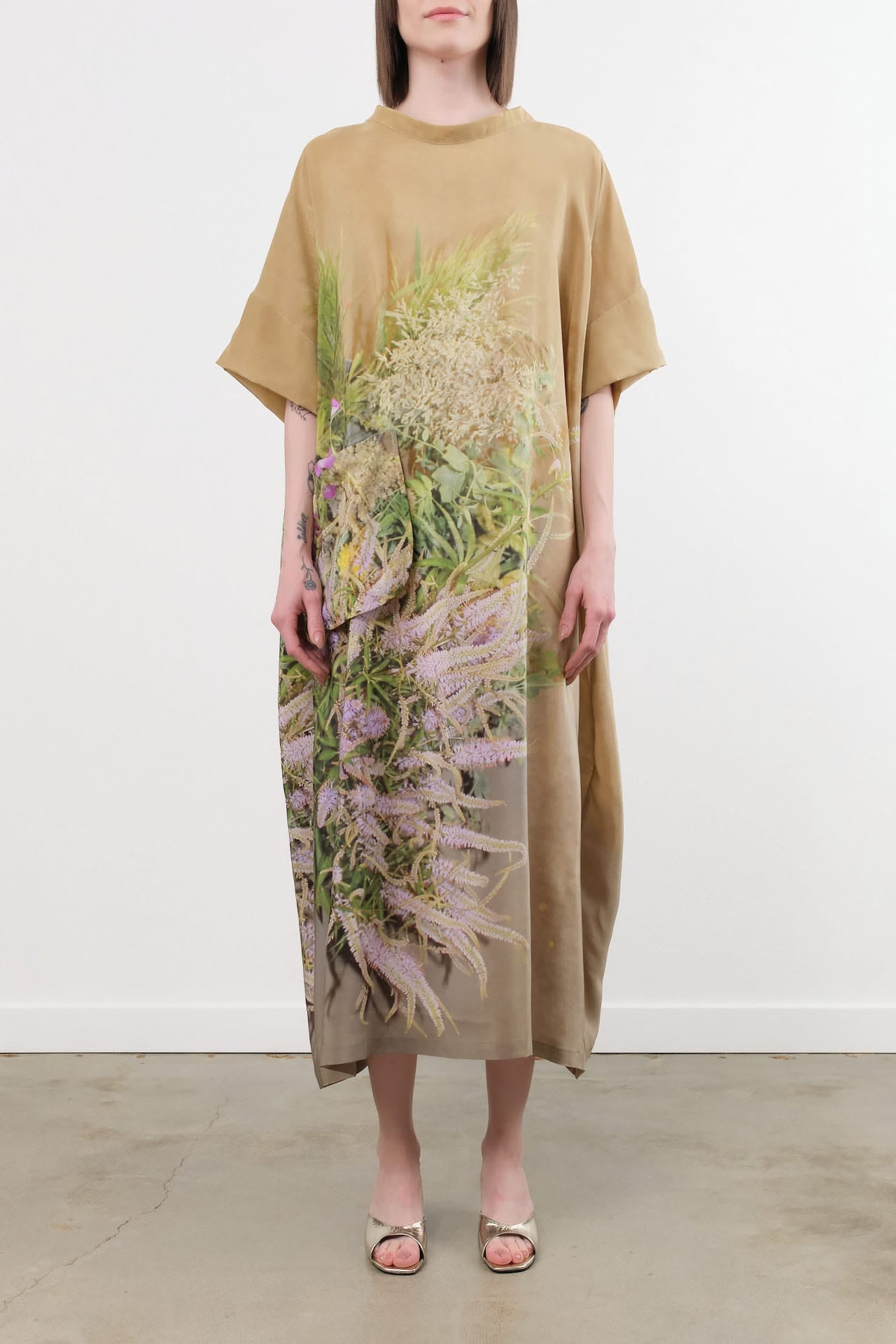 Anntian Apparel Womens Dresses Silk Dress in Print B Print B / One Size