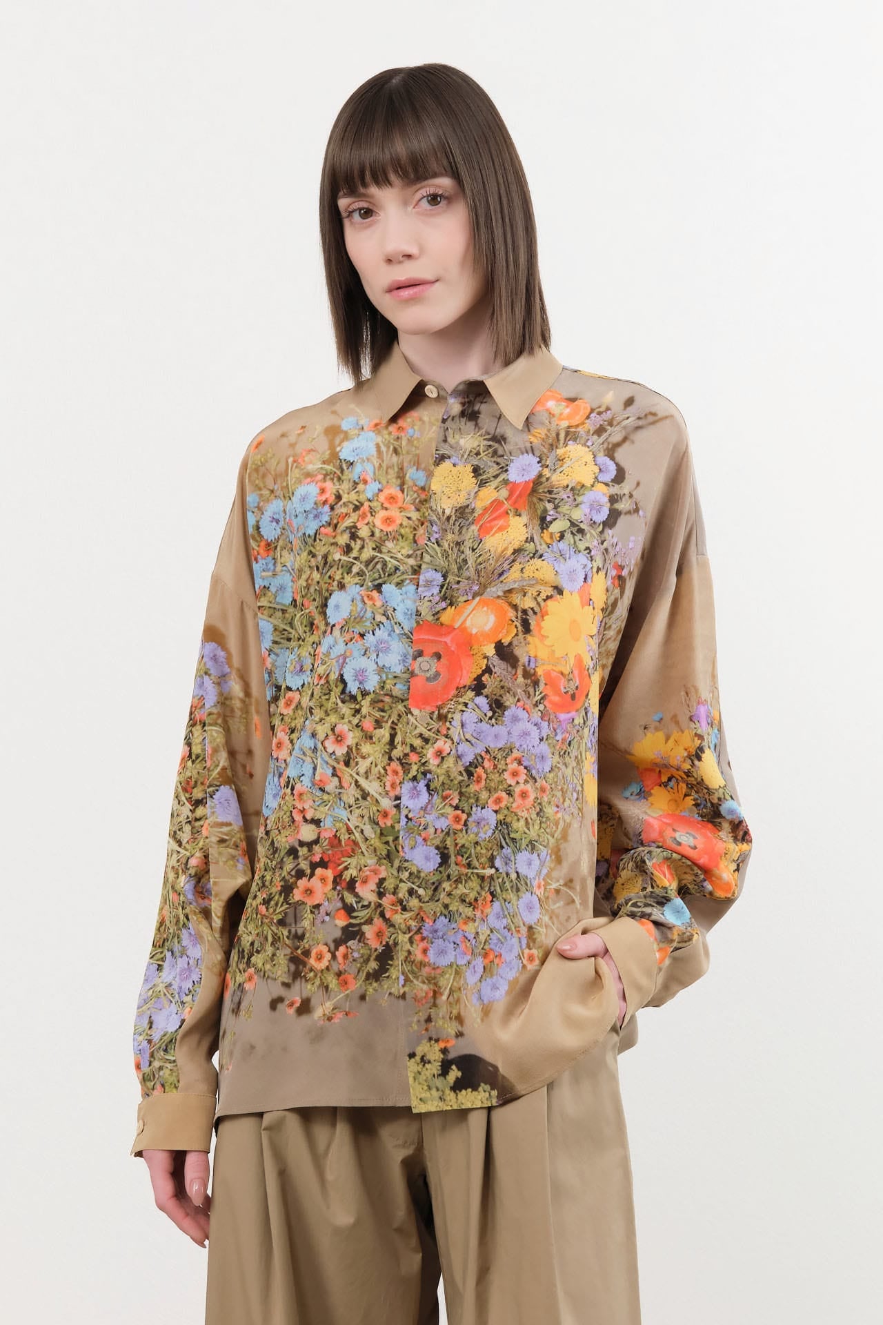 Anntian Apparel Womens Blouses Silk Shirt Print J / One Size