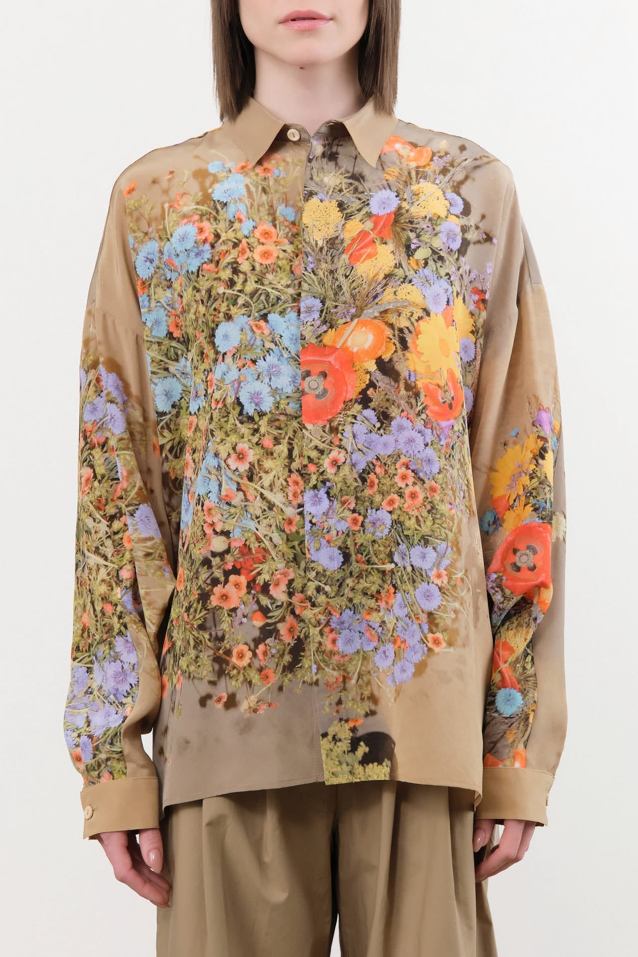 Anntian Apparel Womens Blouses Silk Shirt Print J / One Size