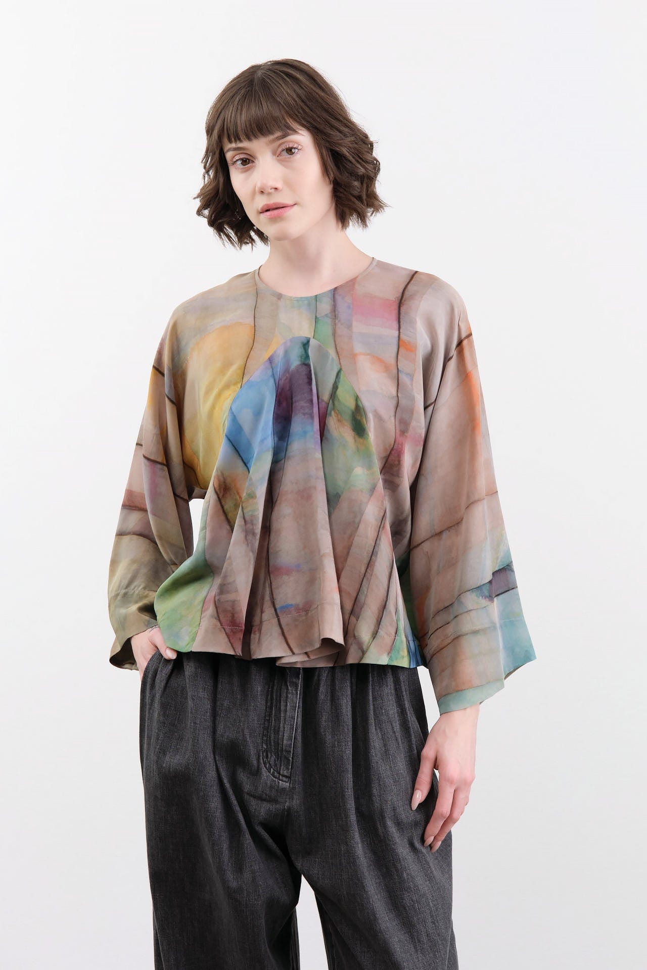 Anntian Apparel Womens Blouses Silk Top in Print 9 Print 9 / One Size