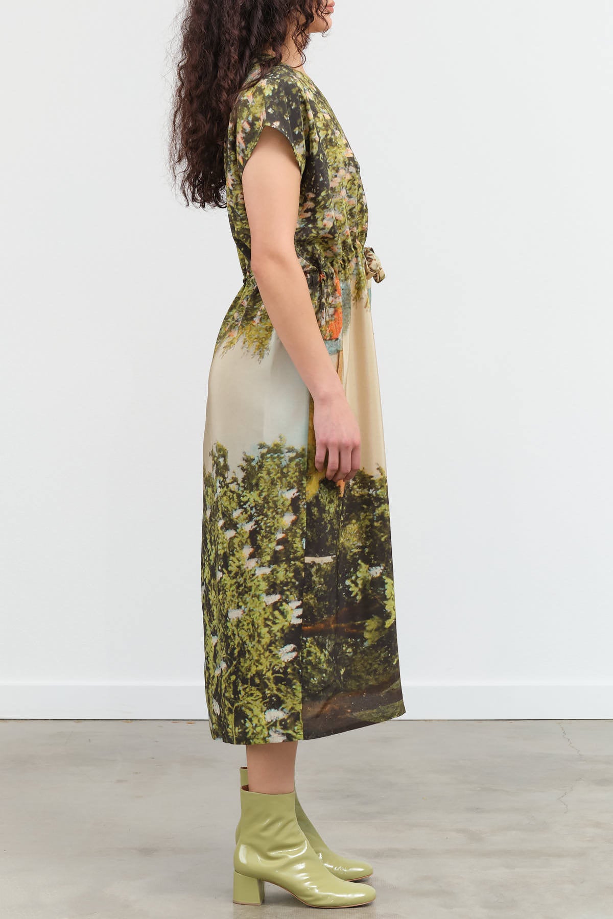Side view of Simple Dress in Print F