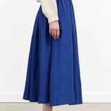 Anntian Designer Brand Wide Flowy Midi Skirt in Royal Blue