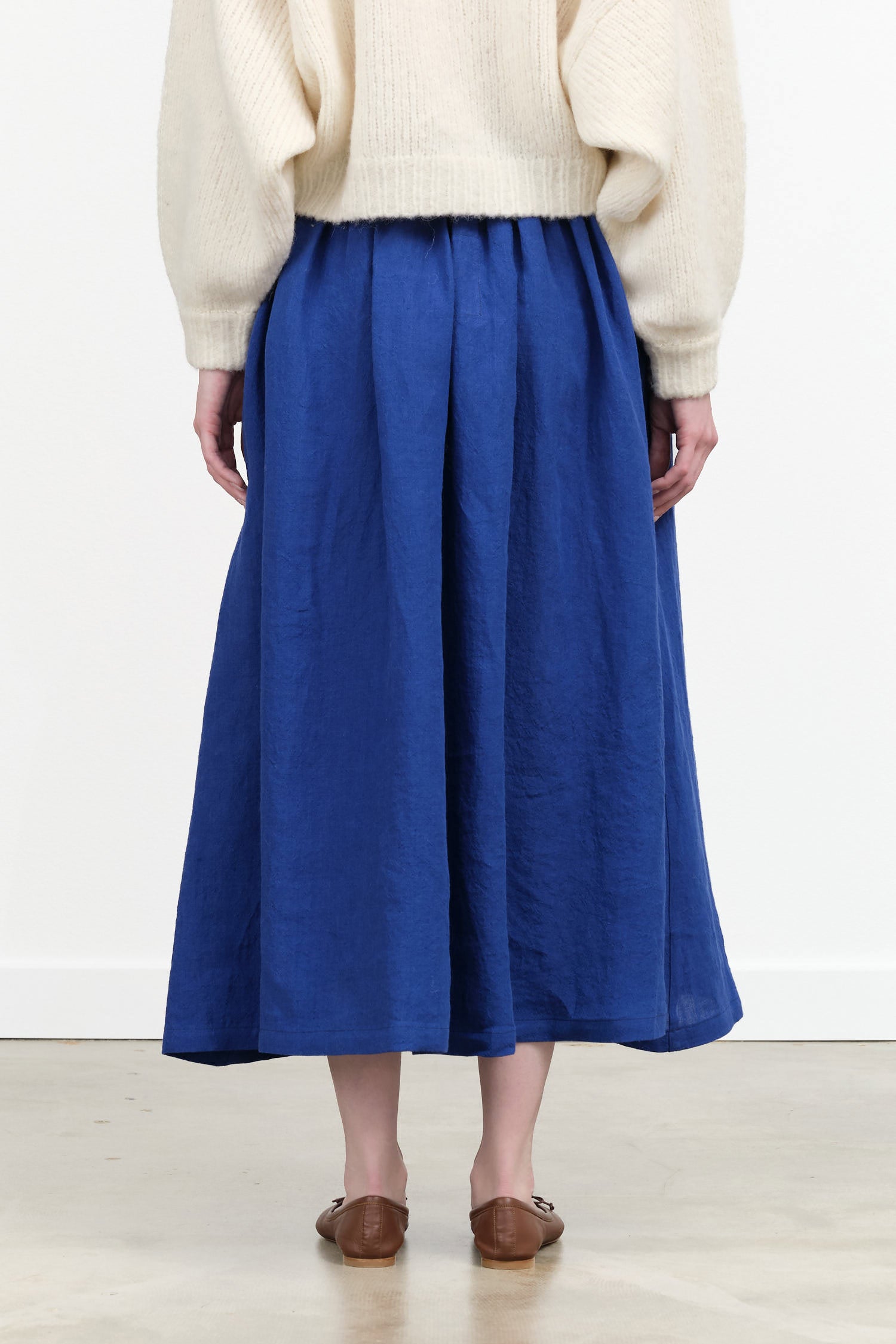 Wide Flowy Midi Skirt in Royal Blue by Anntian Designer Brand