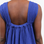 Adraste Dress with Wide Tie Straps and Cinch Back Detailing by Atelier Delphine in Clematis Blue Purple