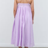 Atelier Delphine Purple Lavender Midi Arquette Dress with Straps and Zipper