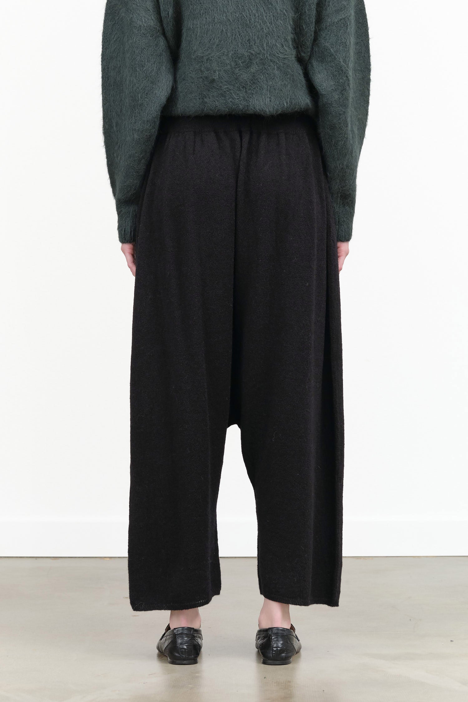 Drop Crotch Balloon Pant in Black Wool by Atelier Delphine Designer Brand 