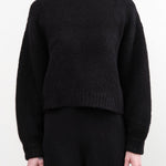 Atelier Delphine Apparel Womens Sweaters Balloon Sleeve Sweater in Black