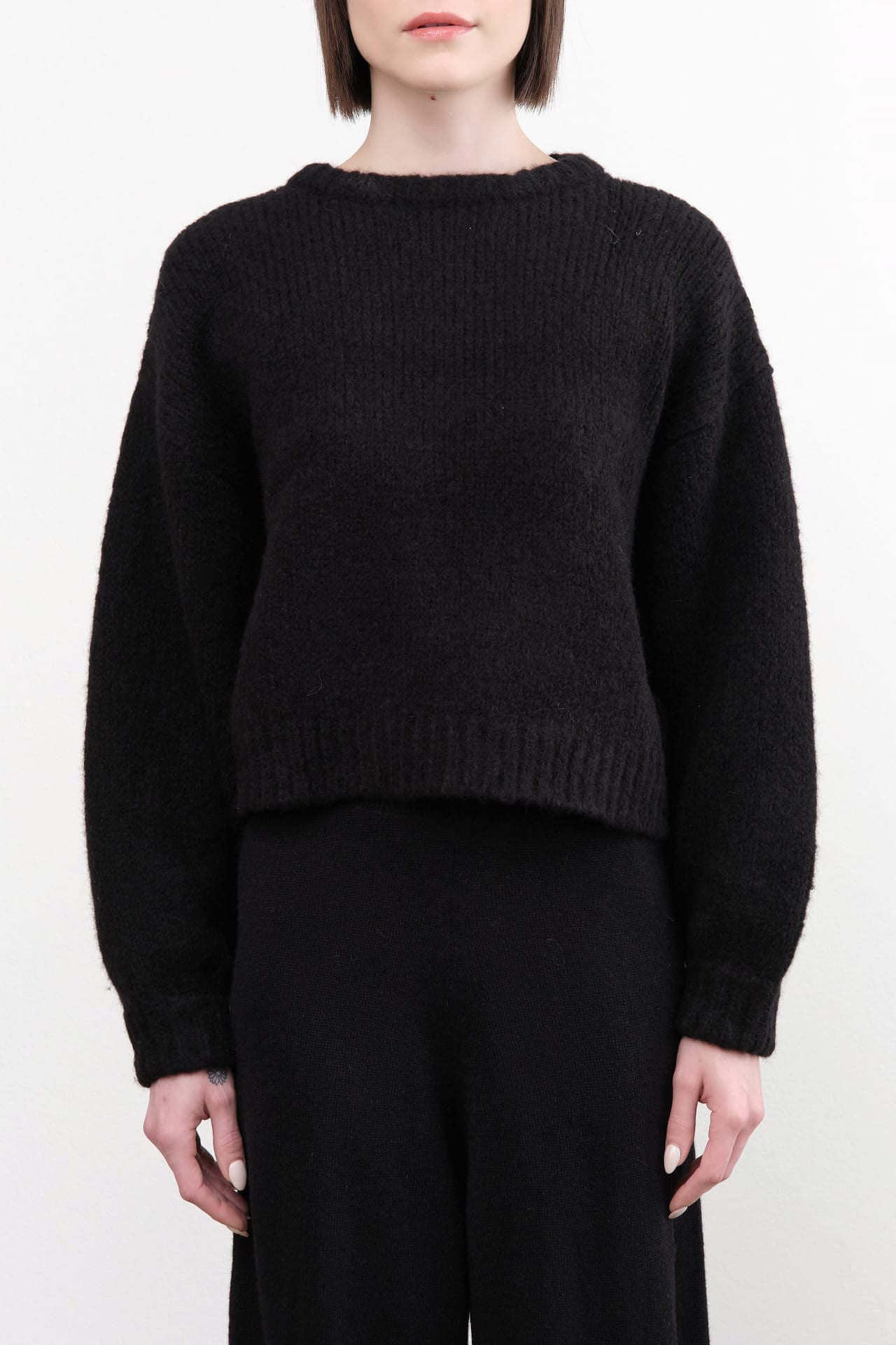 Atelier Delphine Apparel Womens Sweaters Balloon Sleeve Sweater in Black