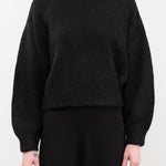 Atelier Delphine Apparel Womens Sweaters Balloon Sleeve Sweater in Black