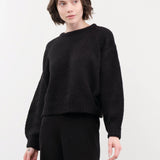 Atelier Delphine Apparel Womens Sweaters Balloon Sleeve Sweater in Black