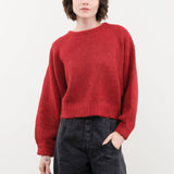Atelier Delphine Apparel Womens Sweaters Balloon Sleeve Sweater in Burgundy