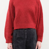 Atelier Delphine Apparel Womens Sweaters Balloon Sleeve Sweater in Burgundy