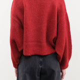 Atelier Delphine Apparel Womens Sweaters Balloon Sleeve Sweater in Burgundy