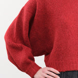 Atelier Delphine Apparel Womens Sweaters Balloon Sleeve Sweater in Burgundy