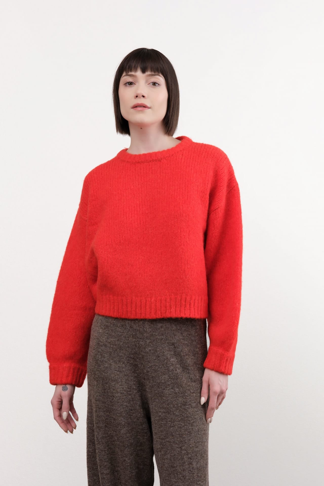 Atelier Delphine Apparel Womens Sweaters Balloon Sleeve Sweater in Coral
