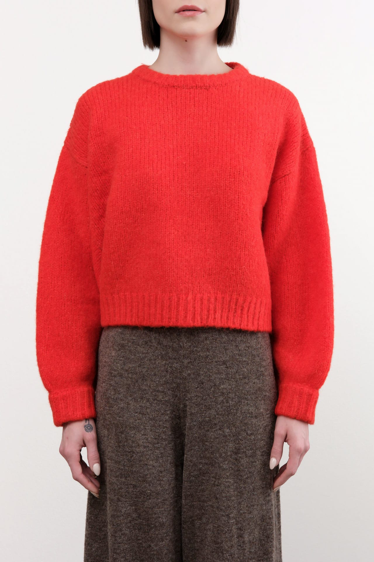Atelier Delphine Apparel Womens Sweaters Balloon Sleeve Sweater in Coral