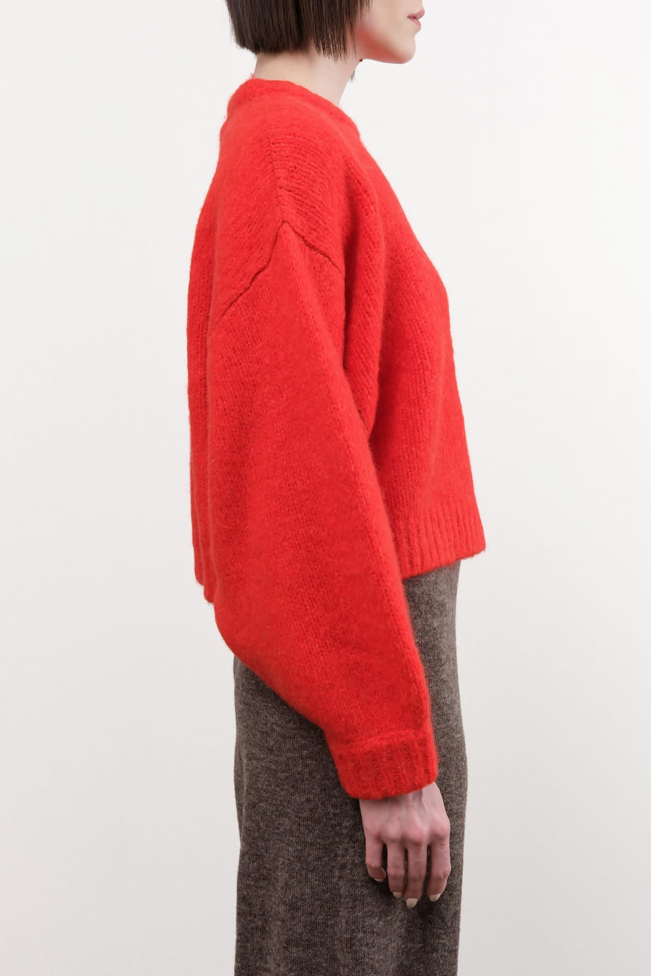 Atelier Delphine Apparel Womens Sweaters Balloon Sleeve Sweater in Coral