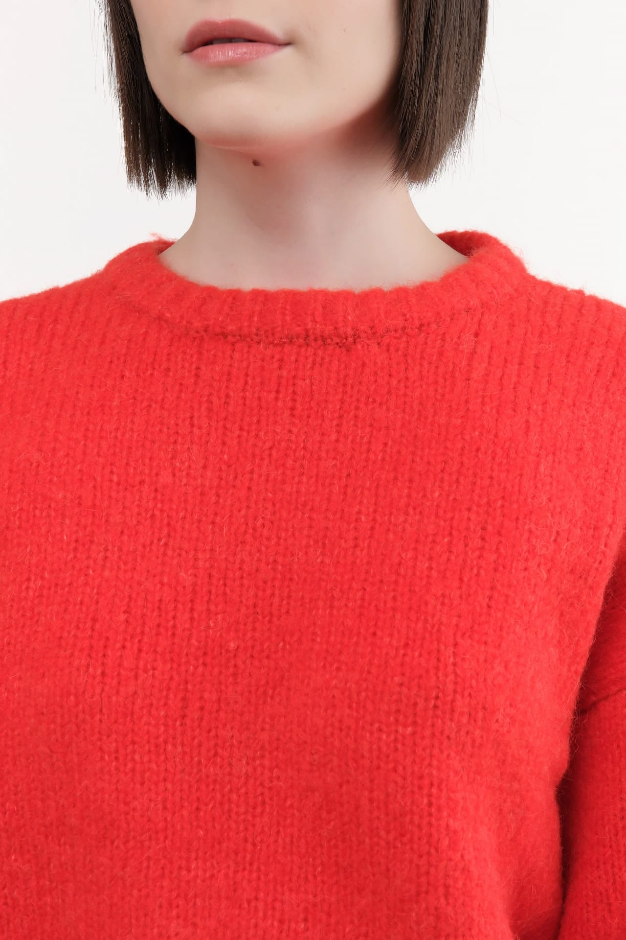 Atelier Delphine Apparel Womens Sweaters Balloon Sleeve Sweater in Coral